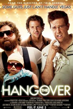 a movie poster for the hangover starring two men with sunglasses on and one holding a baby