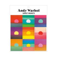 andy warhol's sunset magnets album is shown in white and multicolored squares