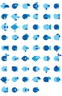 the blue fish are all different sizes and shapes, but one is smaller than the other