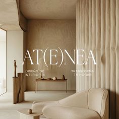 the cover of atenea magazine with an elegant chair and table in front of it