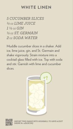 the recipe for white linen cocktail