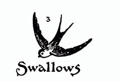 the logo for swallows is shown in black and white, with an image of a bird flying above it