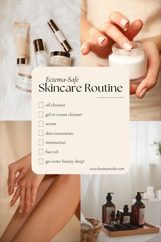 A skincare routine that includes products that are safe for eczema and sensitive skin.