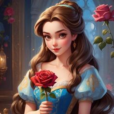 a beautiful young lady holding a rose in her hand