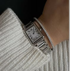 Cartier Watches Aesthetic, Cartier Watch Women Aesthetic, Cartier Tank Watches Women, Timeless Cartier Watch Accessories, Timeless Silver Cartier Watch Accessories, Silver Watches Women