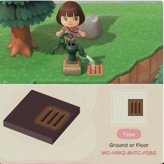 an animal crossing game character standing in front of a tree and ground with the text type ground or floor