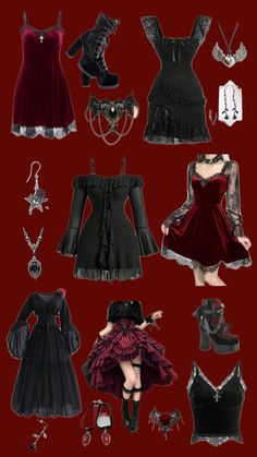 Outfit Ideas/inspo for all of my romantic goths out there!!🖤 Romantic Alt Outfits, Vampire Goth Women, Gothic Romantic Outfits, Goth Valentines Outfit, Goth Mommy Outfits, Goth Romantic Outfit, Whimsi Gothic Outfits, Goth Valentines Day Outfit