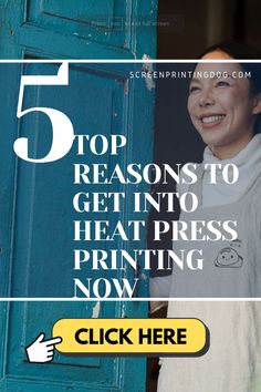 This are the top 5 reasons why you should get into heat press printing now! Starting A Tshirt Business Heat Press, Trendy Cotton T-shirt With Heat Transfer Vinyl, Hot Press Shirts Heat Transfer, Tshirt Press Machine Screen Printing, Screen Print Transfers Ready To Press, Side Income