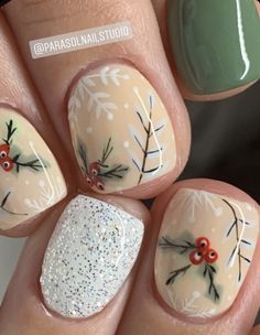 January Nail Art Ideas, Christmas Cruise Nails, Gel Nail Designs Winter, Short Gel Nail Designs Winter, Country Christmas Nails, Short Winter Nail Designs, Winter Manicure Ideas, January Nail Art, Short Gel Nail Designs