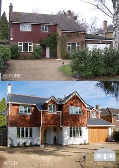 before and after pictures of a brick house