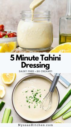 5 minute tahini dressing recipe with lemons and celery