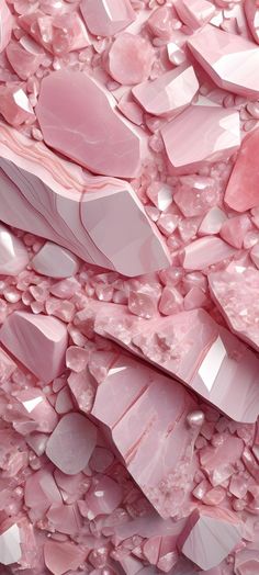 some pink and white rocks are on the ground