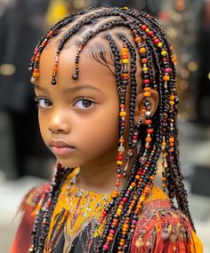 Kids Knotless Braids with Beads: Fulani Boho Style 🎀 Kids Knotless Braids, Knotless Braids Kids, Knotless Braids For Kids, Knotless Braids With Beads, African Kids Clothes, Braids Kids, Boho Knotless Braids, Boho Knotless, Hairstyles Kids