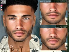 four different angles of the same man's face, including his nose and chest