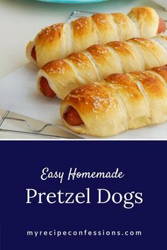 homemade pretzel dogs with text overlay