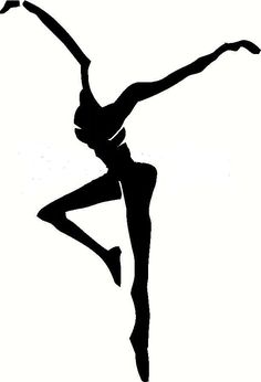 a black and white silhouette of a woman doing a dance pose with her arms outstretched