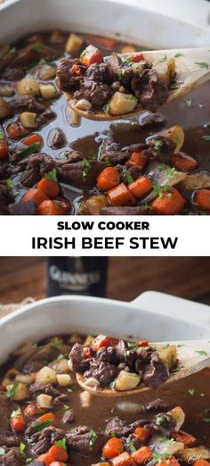 two pictures show the same food in different dishes, one with beef and carrots