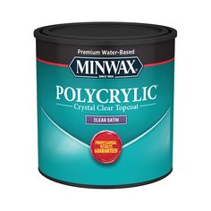 a can of polycrylic paint on a white background