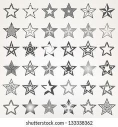 an image of stars in different shapes and sizes on a white background - stock photo