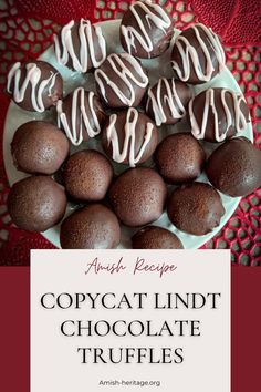 Plate of chocolate truffles Homemade Lindor Truffles, Lindor Truffles Recipe, See's Candy Copycat Recipes, See’s Candy Copycat Recipes, Sees Candy Recipes Copycat, Christmas Truffles Recipe, Lindt Recipes, Truffles Candy