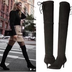 Super Cute But I Never Wear Lace-up Evening Boots For Fall, Designer Fitted Boots For Fall, Designer Suede Heeled Boots For Fall, Chic Gray Pointed Toe Boots, Chic Lace-up Knee-high Boots For Fall, Chic Fall Lace-up Knee-high Boots, Chic Gray Winter Boots, Gray Knee-high Winter Boots, Black Luxury Knee-high Boots For Fall