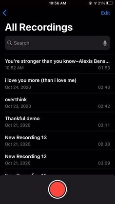 an iphone screen with the text all recordings on it