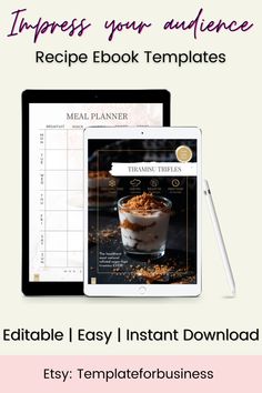 Recipe ebook, Cookbook template, recipe ebook idea, recipe template idea, cookbook template idea, Canva editable template, editable ebook Breakfast Snacks