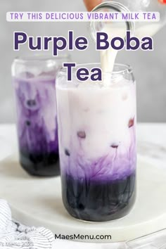 Purple Bubble Tea Boba Fruit Tea Recipe, Ube Milk Tea, Ube Boba, Boba Truck, Purple Boba Tea, Boba Milk Tea Recipe, Purple Bubble Tea, Tea Simple Syrup