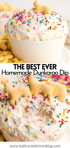 the best ever homemade dunkin donuts dip with sprinkles on top