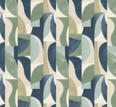 an abstract pattern with blue, green and beige colors