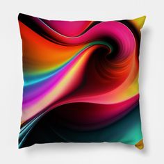 a colorful pillow with an abstract design on it