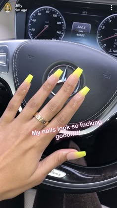 Yellow French Tip, Yellow French, Yellow Nail, Nail Polish Designs, Dream Nails, Fire Nails, Coffin Nails Designs