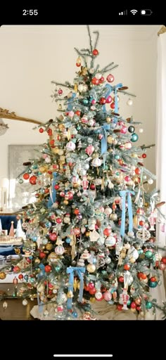 a decorated christmas tree with ornaments on it