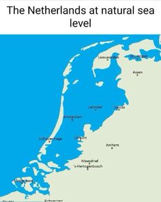 the netherlands at natural sea level is shown in blue and has white outline on it