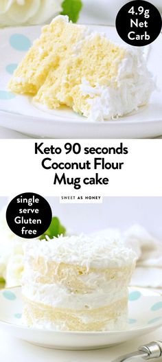 two pictures showing the steps to make coconut flour cake