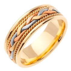 two tone gold and blue braided wedding band