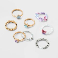 Girls' 8pk Mixed Ring Set with Beaded Butterfly & Flower Ring - art class™ Seed Bead Cute Ring, Beaded Butterfly, Rings Ideas, Kids Rings, 2024 Christmas, Butterfly Flower, Rings For Girls, Young Fashion, Cute Rings