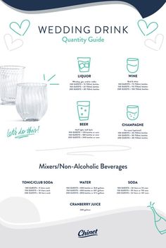 the wedding drink guide is shown here