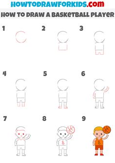 how to draw a basketball player for kids