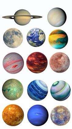 the planets are all different colors and sizes