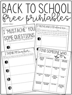 back to school free printables for students that are also available in the classroom