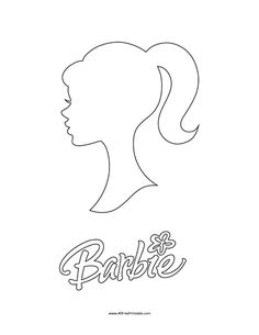 the silhouette of a woman's head with the word barbie on it