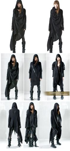 Demobaza clothing- really like how these are draped and the shapes formed Dystopian Fashion, Post Apocalyptic Fashion, Sewing Dress, Apocalyptic Fashion, Dark Home, Black Clothing, Future Fashion