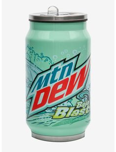 a can of mountain dew on a white background