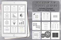 the instagramm for thought leaders includes 5 formats, black and white theme