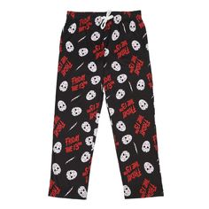 Unleash your inner horror fan with our officially licensed Friday the 13th Black Adult Juniors Sleep Pants. These ominous black sleep pants feature an all-over repeat print of Jason Voorhees's iconic hockey mask and the chilling Friday the 13th logo, making them the perfect choice for those who appreciate a touch of fright in their loungewear. Crafted from a high-quality blend of 92% polyester and 8% Spandex, these pants offer a comfortable and stretchy fit, ideal for cozy nights in. The elastic Horror Clothes, Friday The 13th Jason, Jason Mask, Stylish Pajamas, Candle Pedestal, Hockey Mask, Boo Basket, Matching Pjs, Logo Making