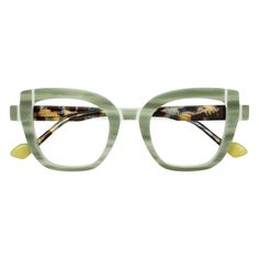 Women's stripe green butterfly full-rim eyeglasses frames are available in variety of colors to match any outfit. These affordable qualified hipster eyeglasses include free single-vision prescription clear eyeglass lenses with AR and 100% UV protection, a case and a cleaning cloth. Bifocal and progressive lenses are supported. Discover our handcrafted eyeglasses featuring a unique butterfly-shaped design. Perfect for the confident, hipster soul, these glasses are not only a fashion statement, th Fashion Eye Glasses, Stylish Glasses, Eye Wear Glasses, Jewelry Inspo