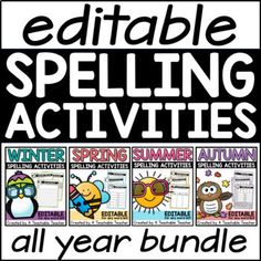 the editable spelling activities for winter and fall