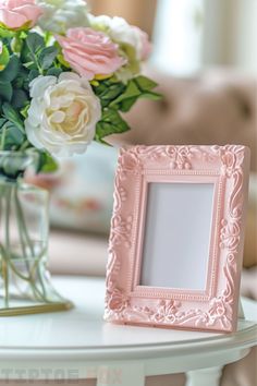 pink tabletop frame Decorating Your Living Room, Pink Room Decor, Pink Living Room, Pink Vase, Pink Home Decor