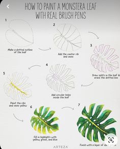 how to paint a monster leaf with real brush pens - step by step instructions for beginners